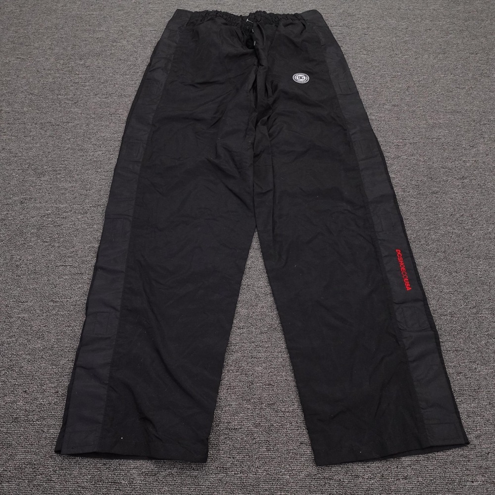 Vintage DC Shoes Skate Track Pants Mens Large 36x31 Black Tear Away DCSHOECOUSA